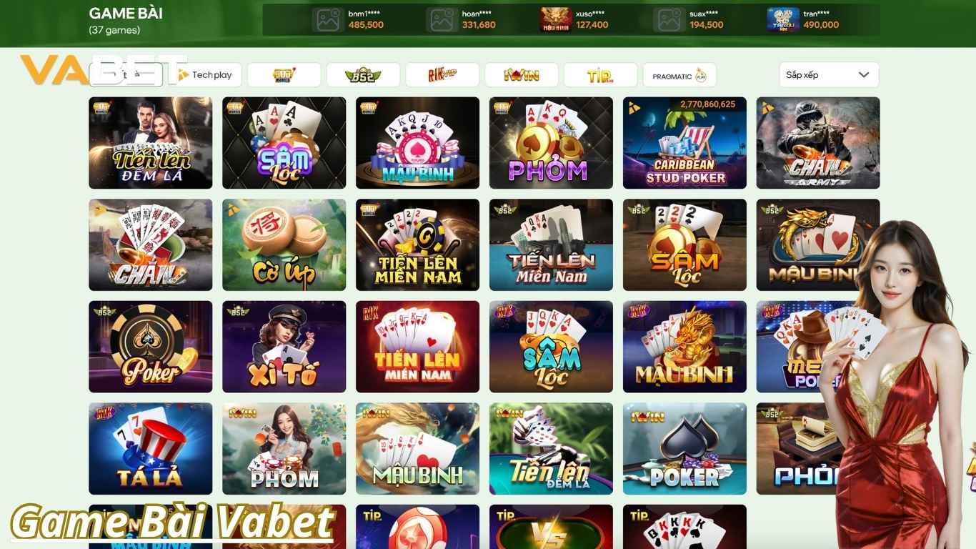 Các trò chơi hấp dẫn tại sảnh game bài Vabet
