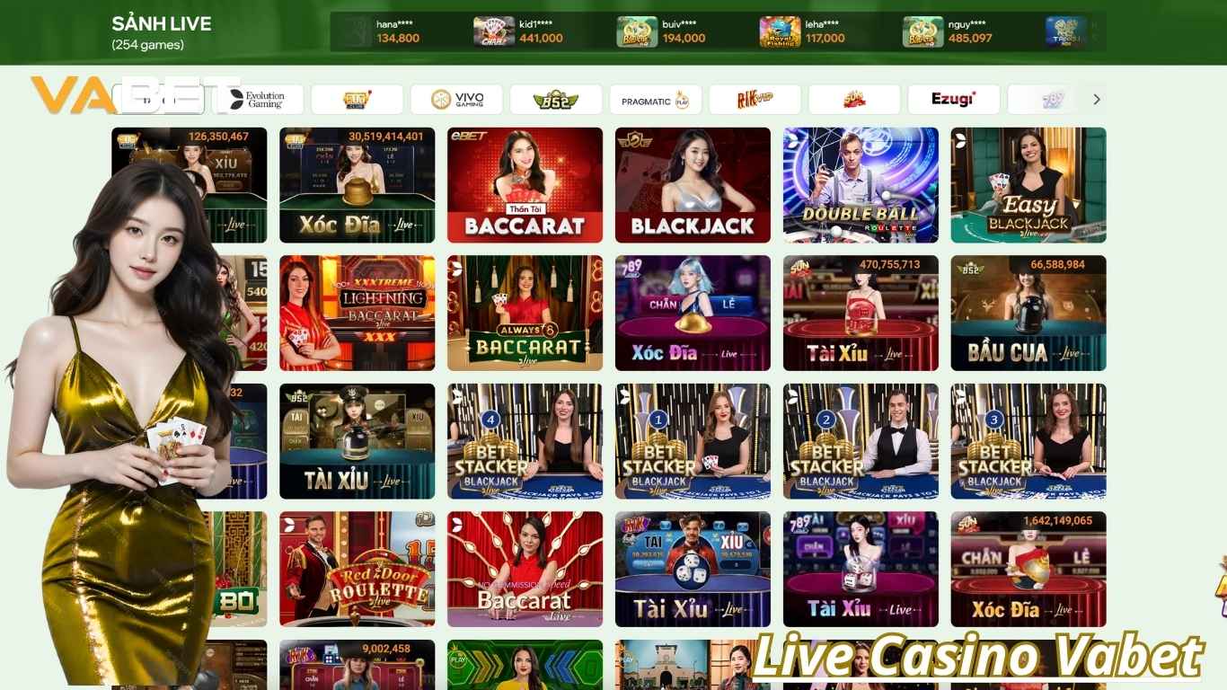 Các trò chơi hấp dẫn tại live casino Vabet